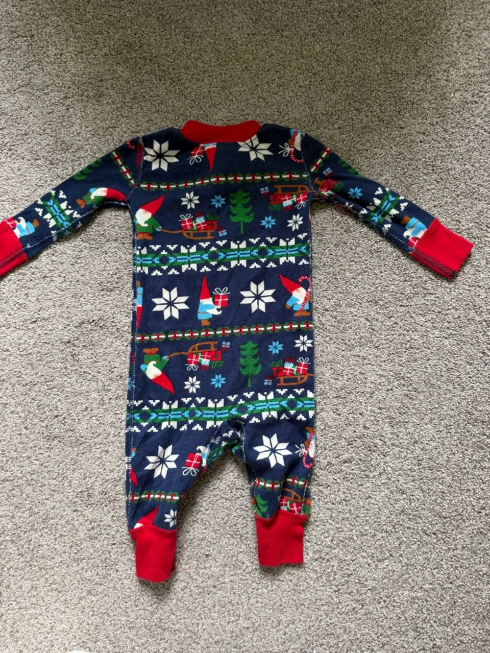 Hanna Andersson Baby Zip Sleeper in Gnome Sweet Gnome Navy Blue Size 3-6 Months